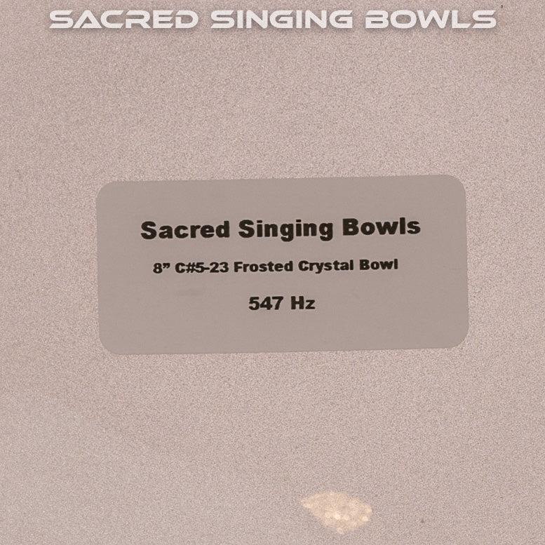 Sacred Singing Bowls™ product label with bowl specifications