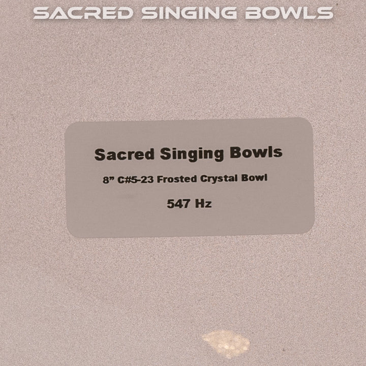 Sacred Singing Bowls™ product label with bowl specifications