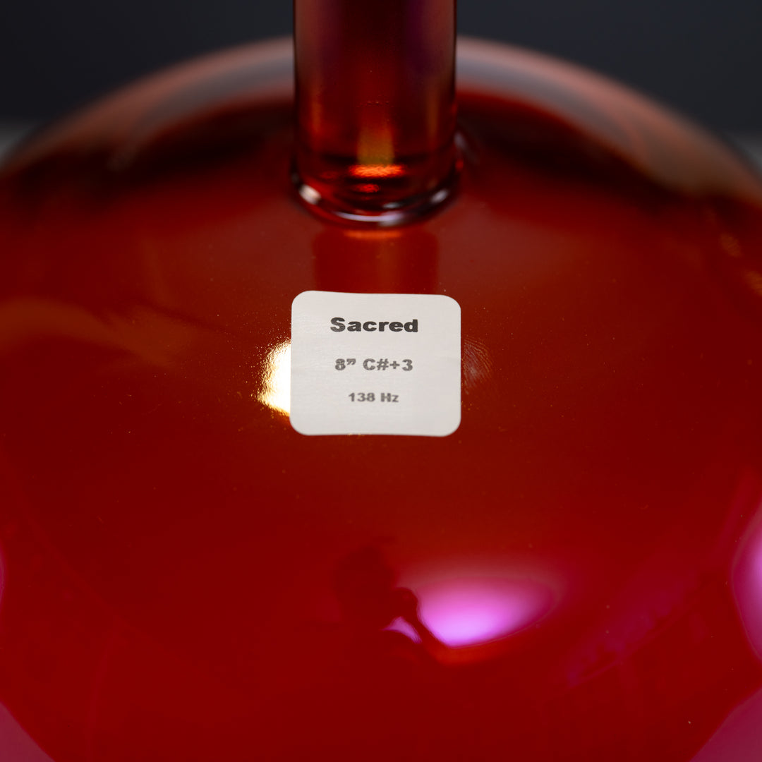 Sacred Singing Bowls™ product label with bowl specifications