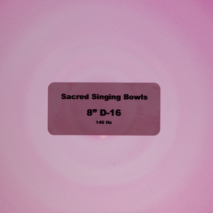 Sacred Singing Bowls™ product label with bowl specifications