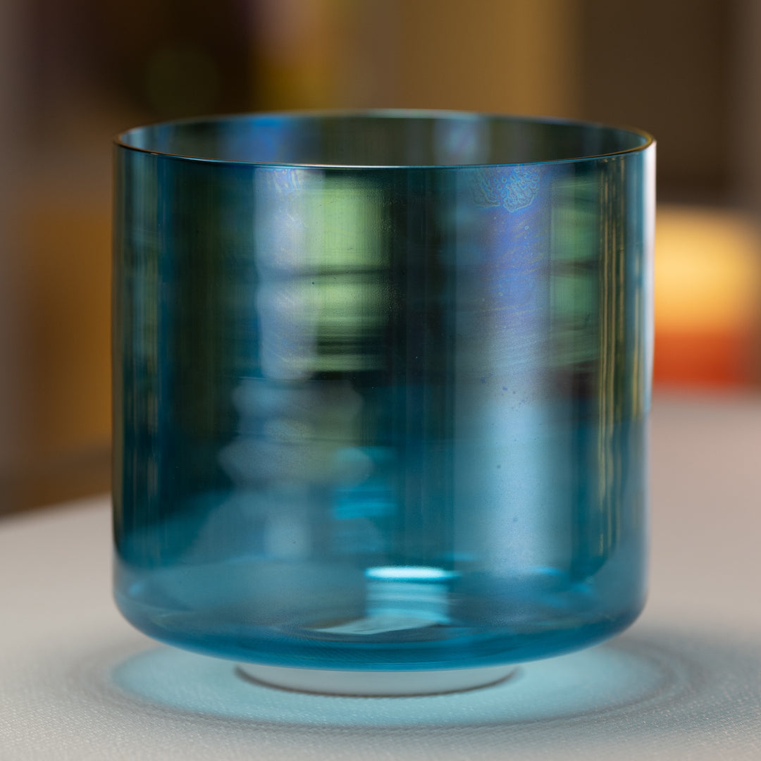 8" D-43 Caribbean Blue Crystal Singing Bowl from Bowls of Sound