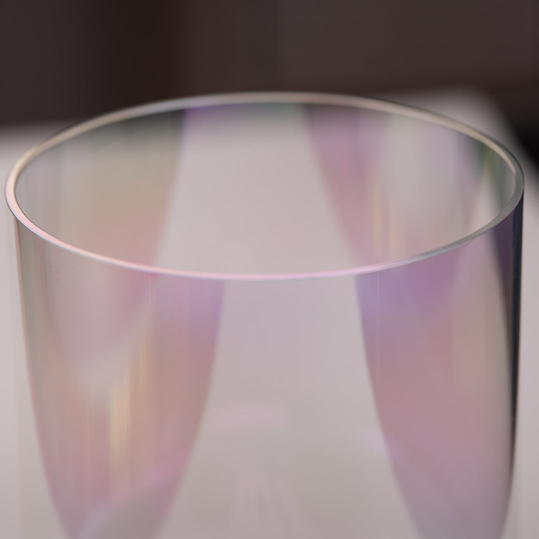 Prismatic singing bowl close up