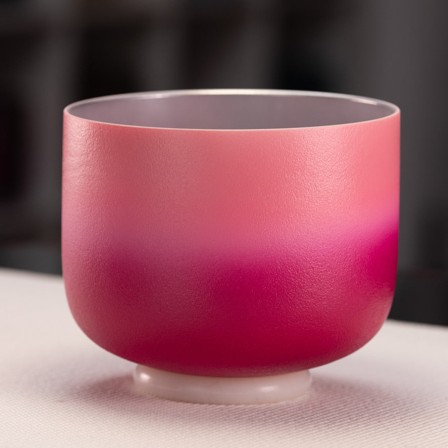 8" F+4 Frosted Rosebud Crystal Singing Bowl from Bowls of Sound
