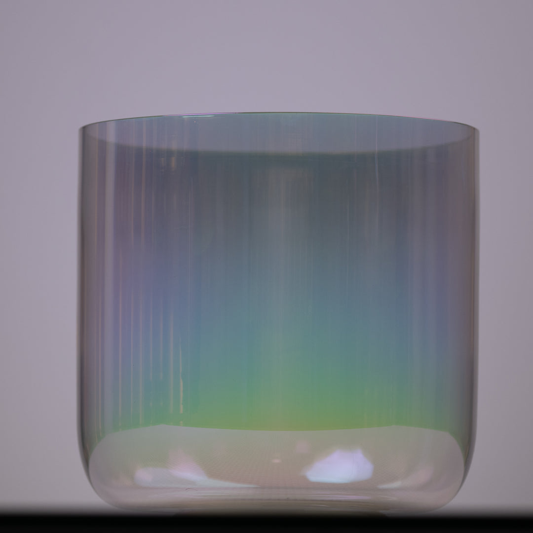 Iridescent crystal singing bowl for sound healing