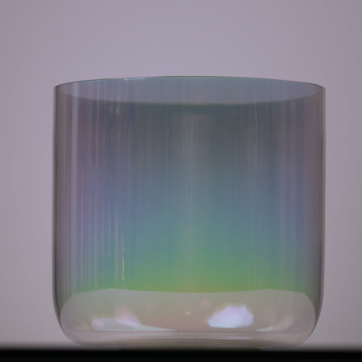 Iridescent crystal singing bowl for sound healing