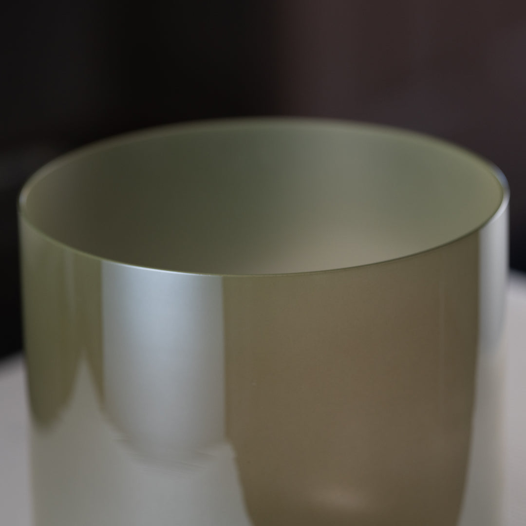 Green crystal bowl for sound healing