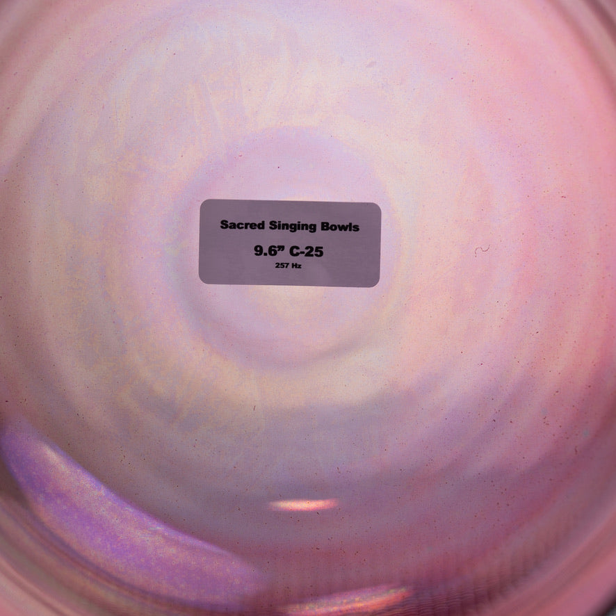 Sacred Singing Bowls™ product label with bowl specifications