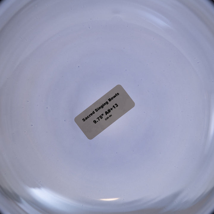 Sacred Singing Bowls™ product label with bowl specifications