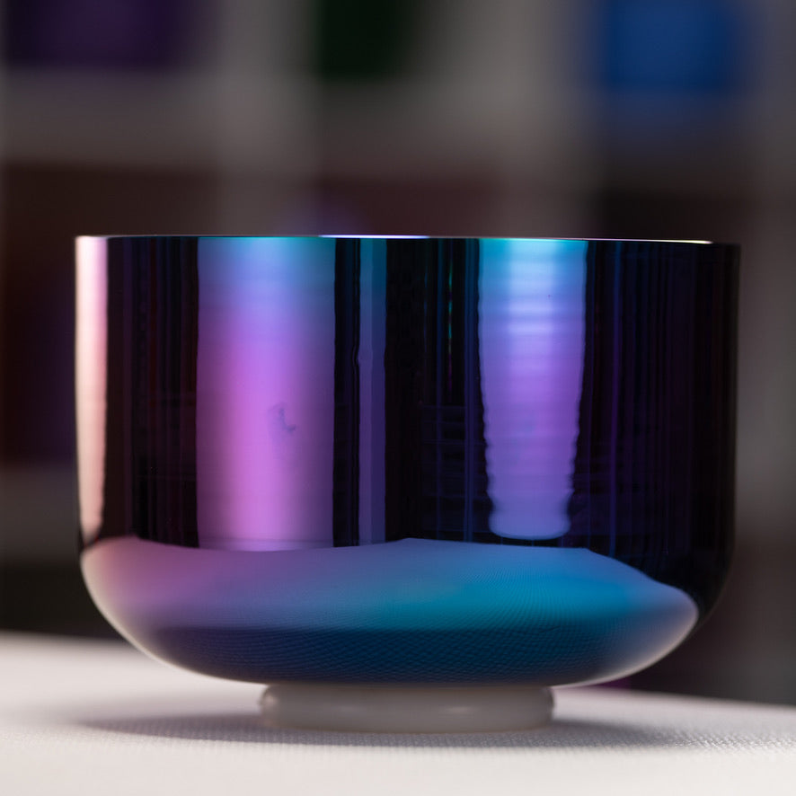 Blue and purple crystal singing bowl