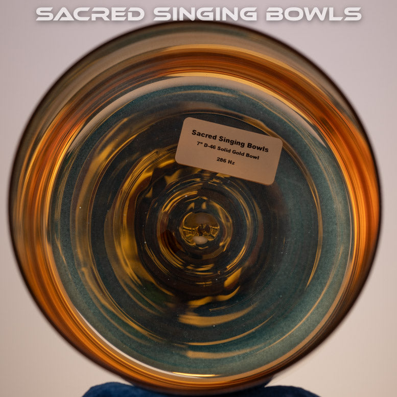 7" D-46 24k Gold Crystal Singing Bowl, Sacred Singing Bowls