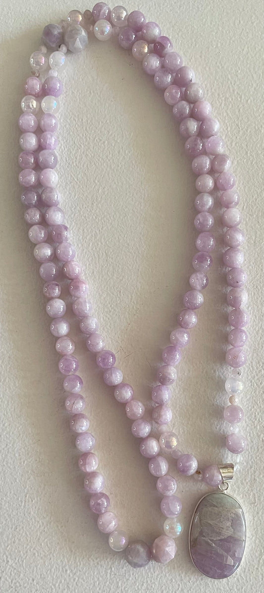 Kunzite Mala with Kunzite Pendant