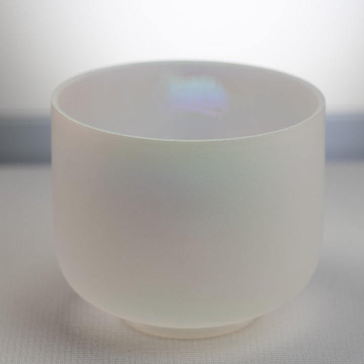 8" A+0 White Frosted Singing Bowl with Angel Aura inside