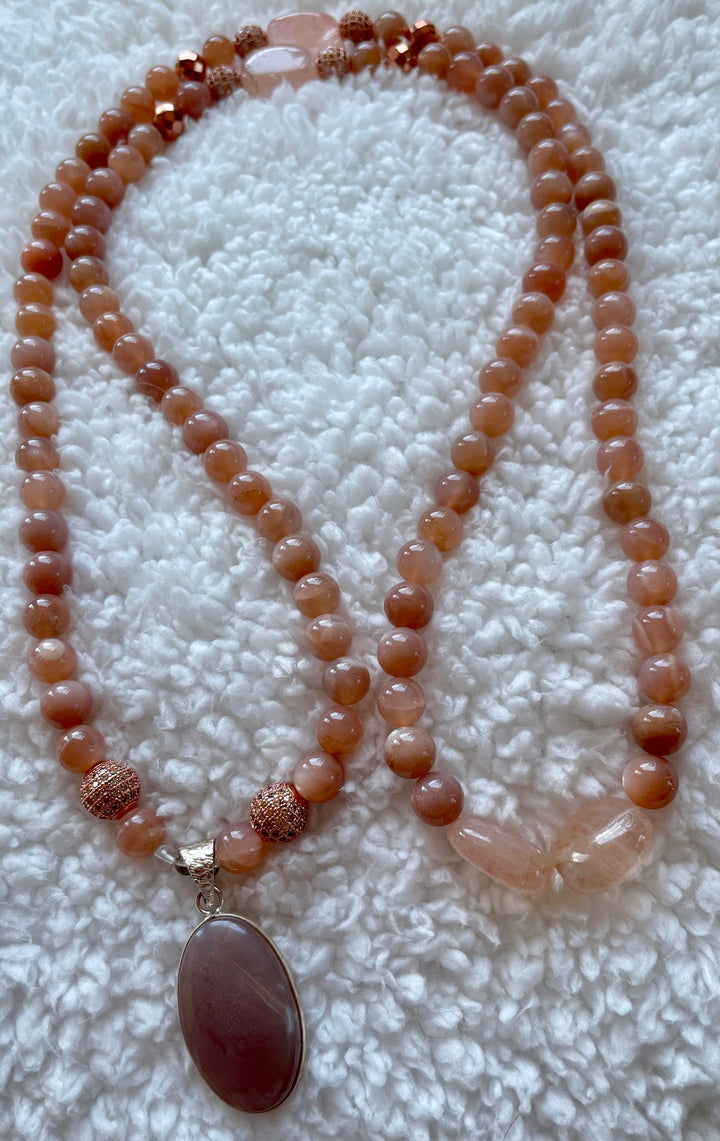 Peach Moonstone Mala