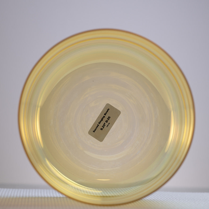 9.25" D-25 Citrine Color Crystal Singing Bowl, Prismatic, Sacred Singing Bowls