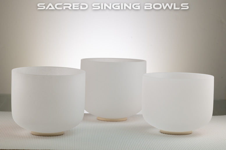 Frosted Crystal Singing Bowl Set: A minor, Sacred Singing Bowls