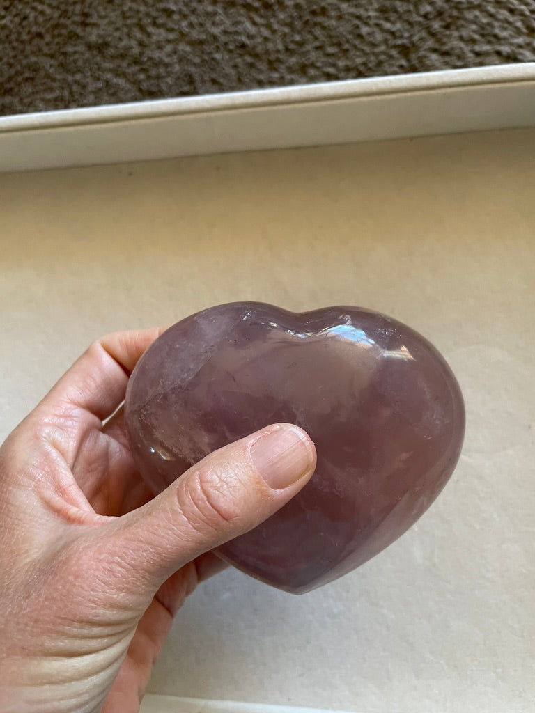 Large Dark Rose Quartz Heart