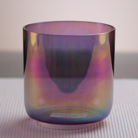 5.25" C-39 Amethyst Color Crystal Singing Bowl, Prismatic, Sacred Singing Bowls