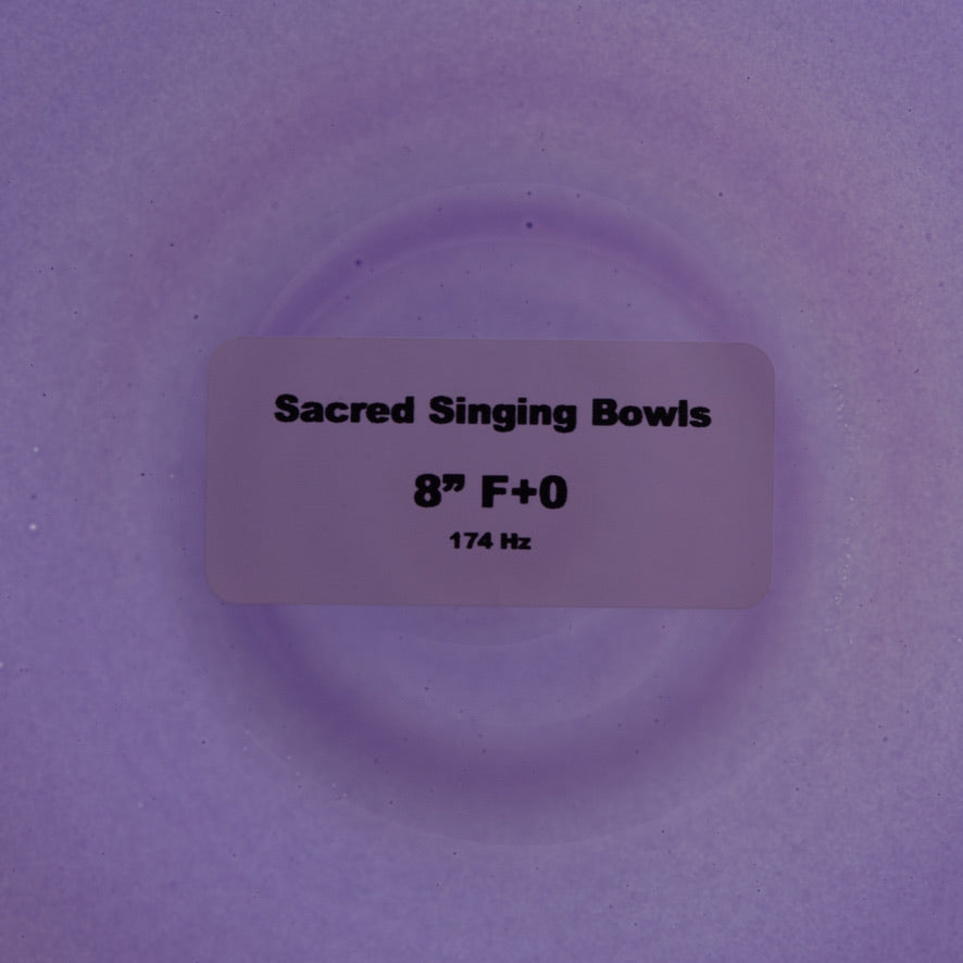 8" F+0 Lilac Amethyst Color Crystal Singing Bowl, Prismatic, Perfect Pitch, Sacred Singing Bowls