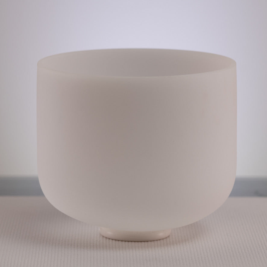 11.75" F+1 White Frosted Crystal Singing Bowl, Perfect Pitch