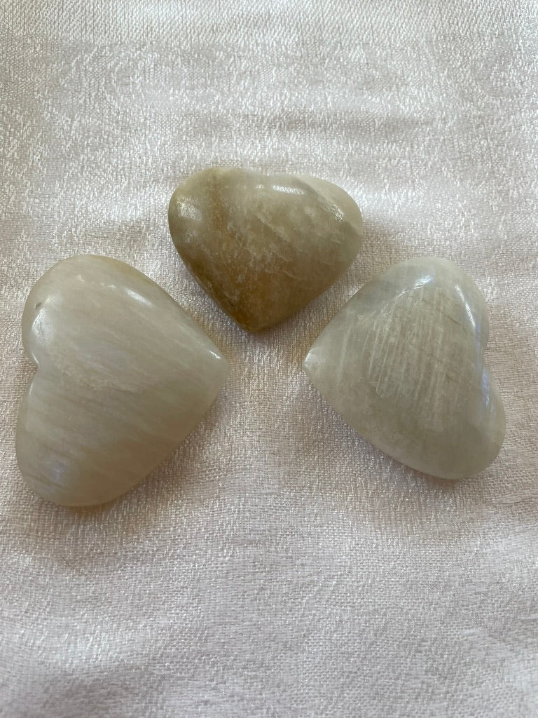 White Moonstone Hearts