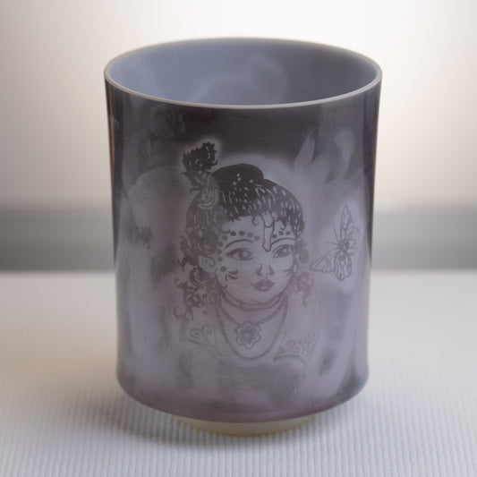 8" D#+45 Sugilite etched with Baby Krishna Crystal Singing Bowl, Crystal Tones™