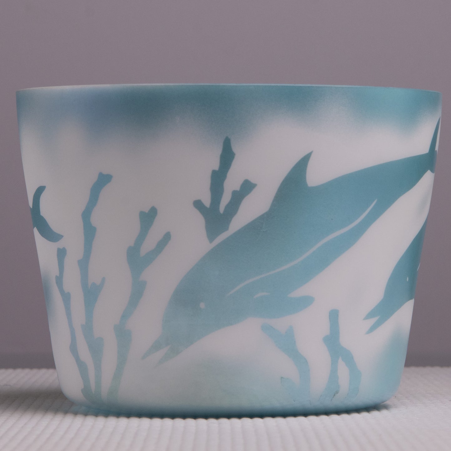 7" A#-50 Ocean Gold etched with Dolphins Crystal Singing Bowl, Crystal Tones™