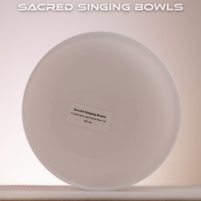 7" F#-43 Ultra Light Crystal Singing Bowl, Sacred Singing Bowls