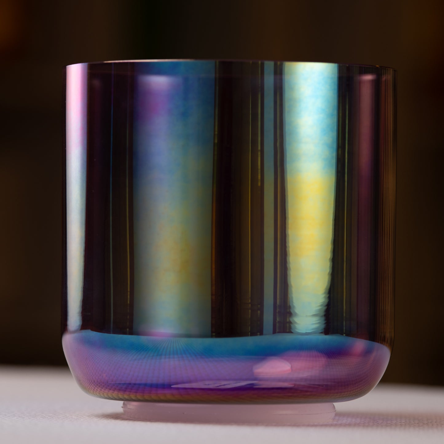 5.5" B-37 Amethyst Color Crystal Singing Bowl, Prismatic, Sacred Singing Bowls