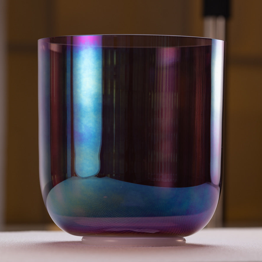 7.75" G-11 Amethyst Color Crystal Singing Bowl, Prismatic, Sacred Singing Bowls