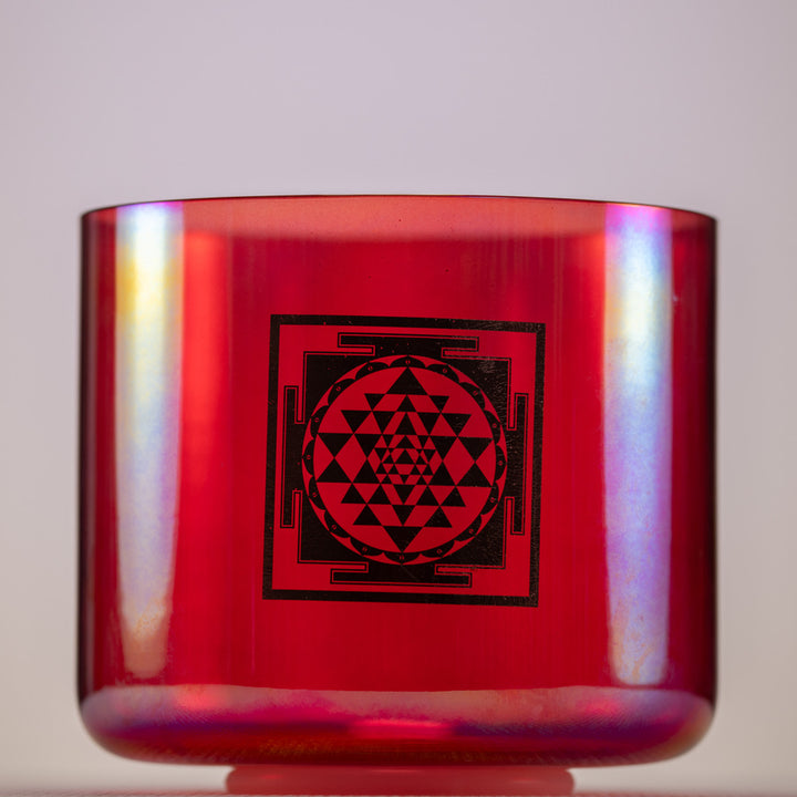 8" C#+33 Ruby Ray with Sri Yantra Crystal Singing Bowl