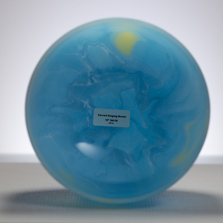 10" G#-28 Blue Swirl Frosted Crystal Singing Bowl