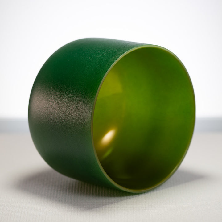 9" G-28 Emerald Heart Frosted Crystal Singing Bowl