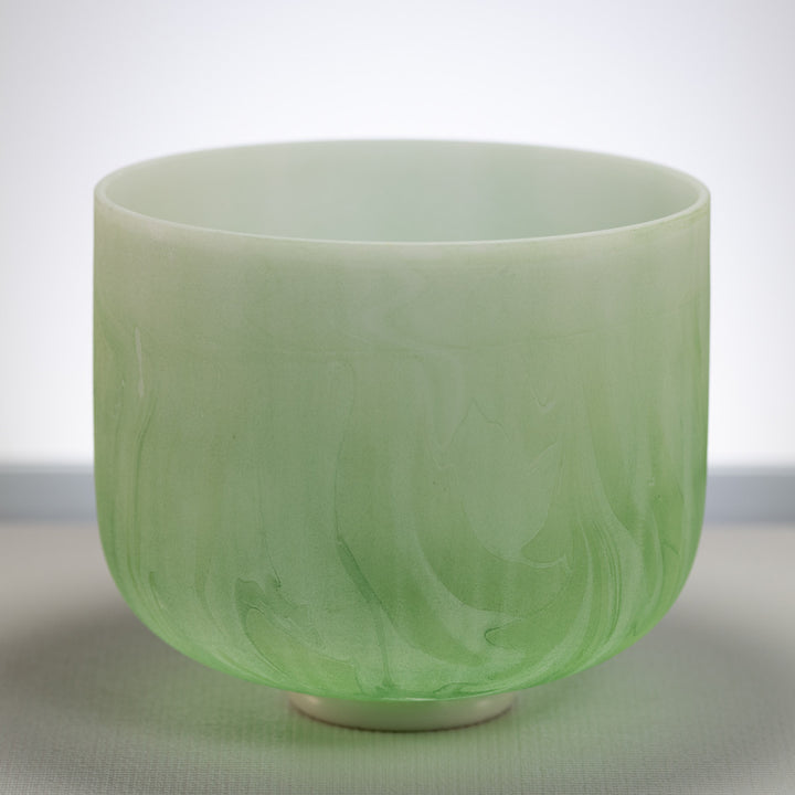 11" B-20 Green Swirl Frosted Crystal Singing Bowl