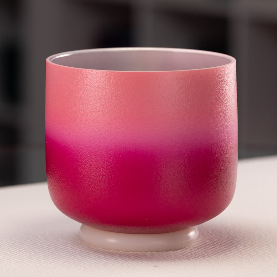 7" B-27 Frosted Rosebud Crystal Singing Bowl
