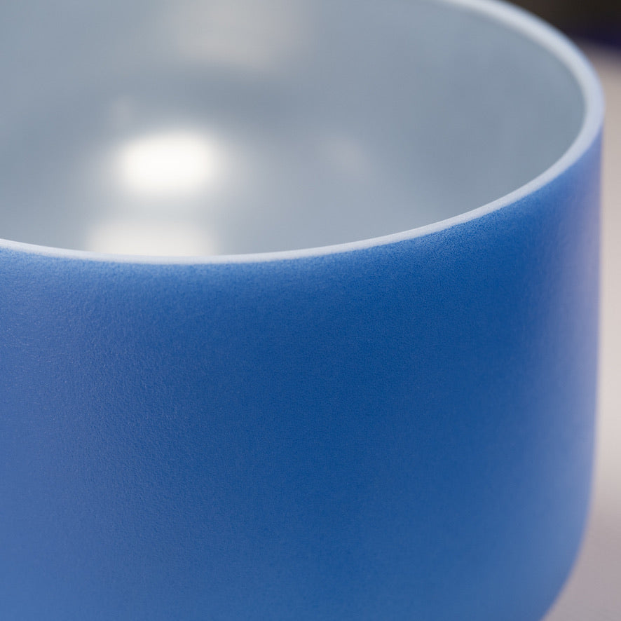 11" D#-28 Father Sky Frosted Crystal Singing Bowl, Silver inside