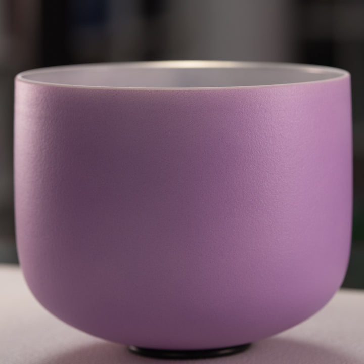 10.75" B+3 Frosted Lilac Blossom Crystal Singing Bowl
