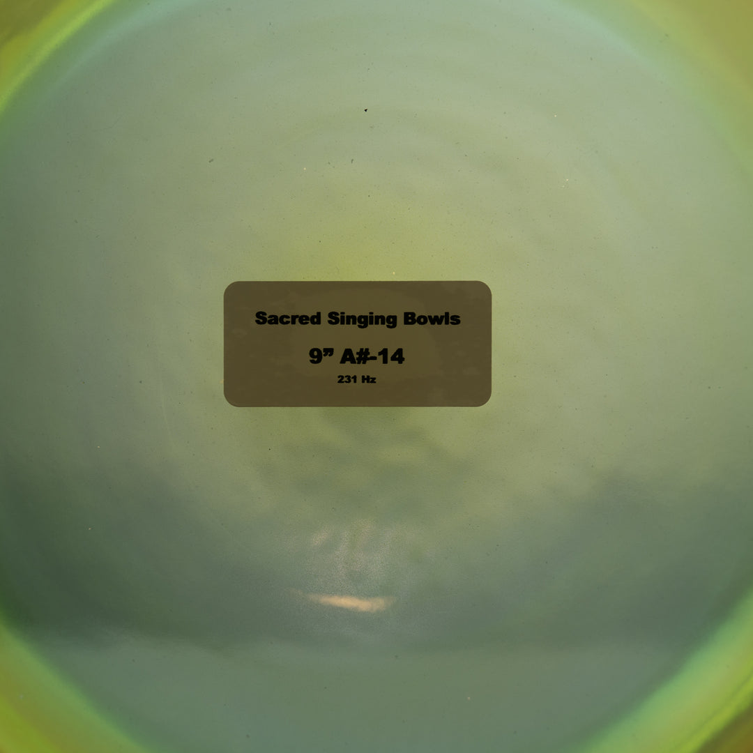 Sacred Singing Bowls™ product label with specifications
