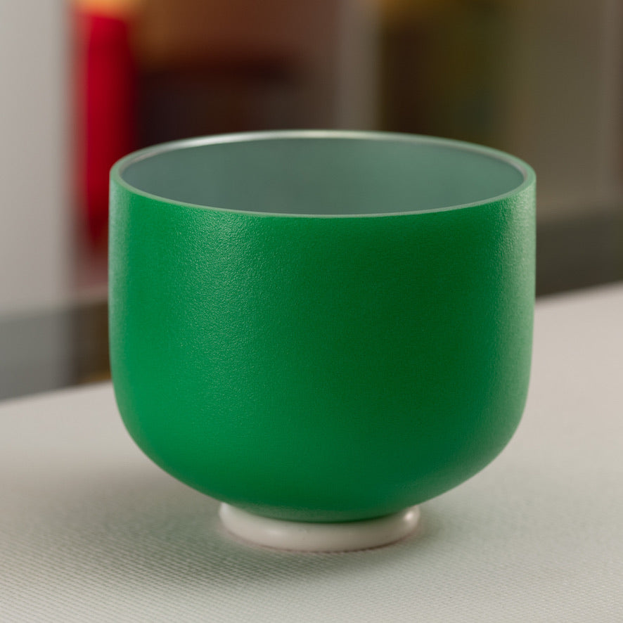 9" A#-22 Emerald Heart Frosted Singing Bowl from Bowls of Sound