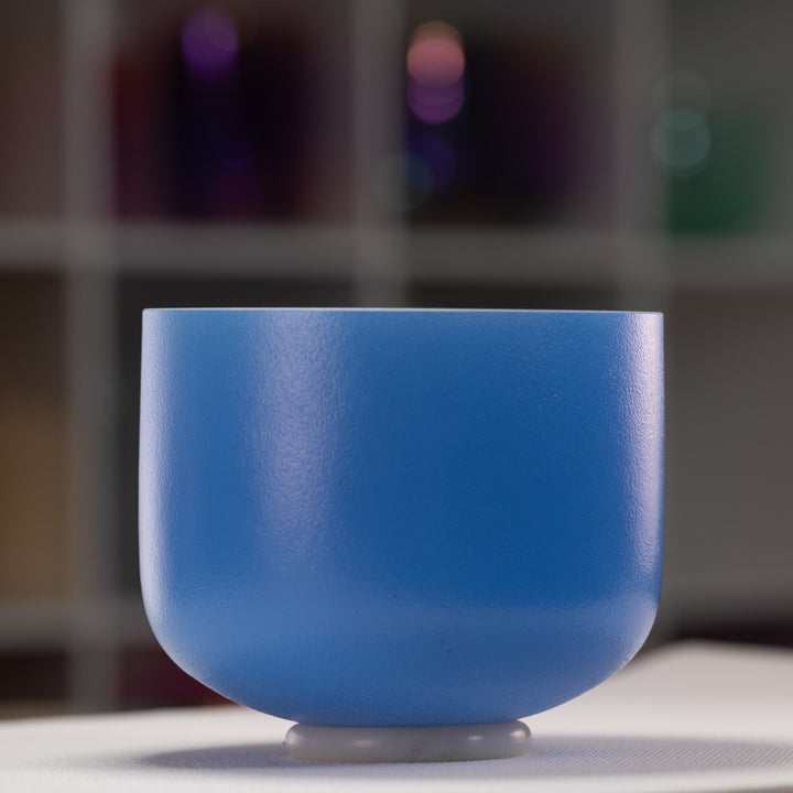 Frosted crystal singing bowl in blue