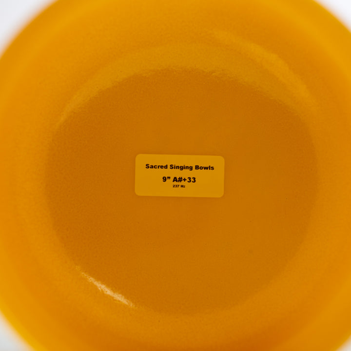 Sacred Singing Bowls™ product label with bowl specifications