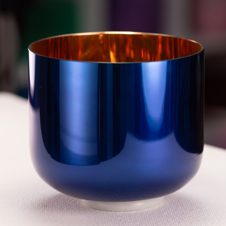9" A#+39 Tranquil Sea Crystal Singing Bowl, 24k Gold inside from Bowls of Sound