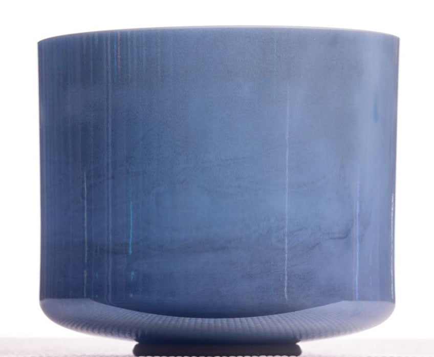 9" A#+5 Egyptian Blue White Light Angel Gold True Tone Crystal Singing Bowl