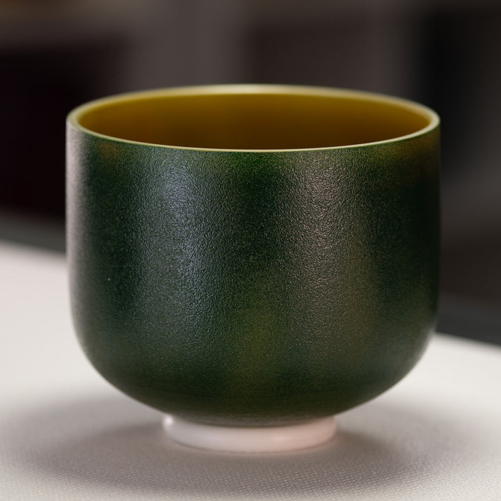 9" B-28 Emerald Heart Frosted Crystal Singing Bowl from Sacred Singing Bowls™