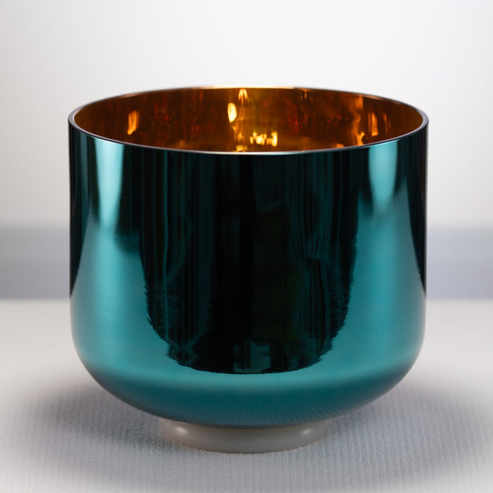 Blue and gold singing bowl for sound healing