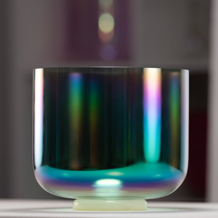 Green crystal singing bowl for sound healing