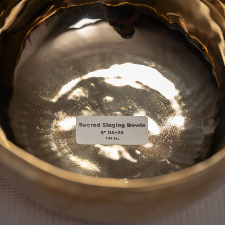Sacred Singing Bowls™ product label with bowl specifications