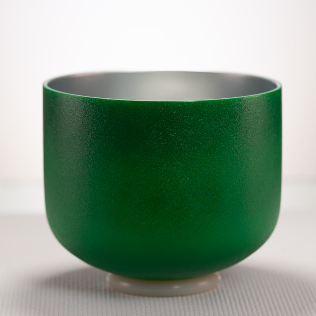Green crystal bowl for sound healing
