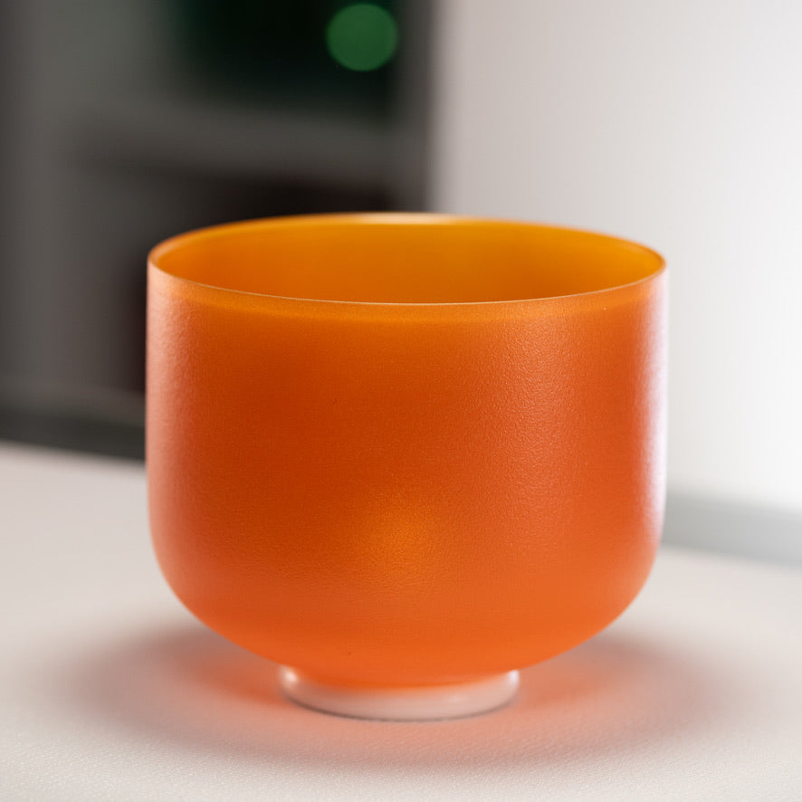 9" F-22 Setting Sun Frosted Crystal Singing Bowl from Bowls of Sound