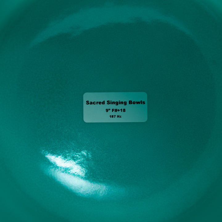 Sacred Singing Bowls™ product label with bowl specifications