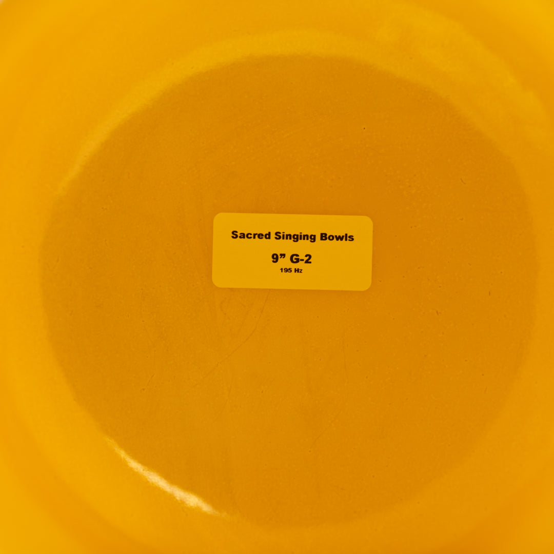 Sacred Singing Bowls™ product label with bowl specifications